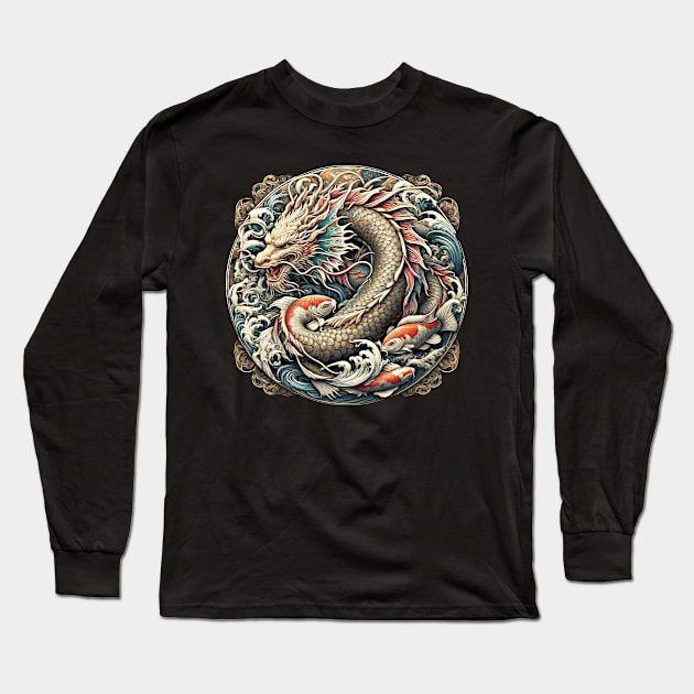 Dragon Fish Tattoo style. Long Sleeve T-Shirt by Artizan